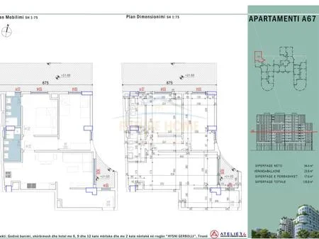 Tirane, jepet me qera apartament 2+1+2+Post Parkimi+Ballkon Kati 6, 136 m² 700 € (Per Zyra etj.)  (Zogu i Zi)