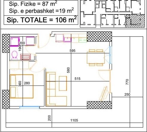 Shengjin, shitet apartament Kati 1, 106 m² Pamje nga Deti
