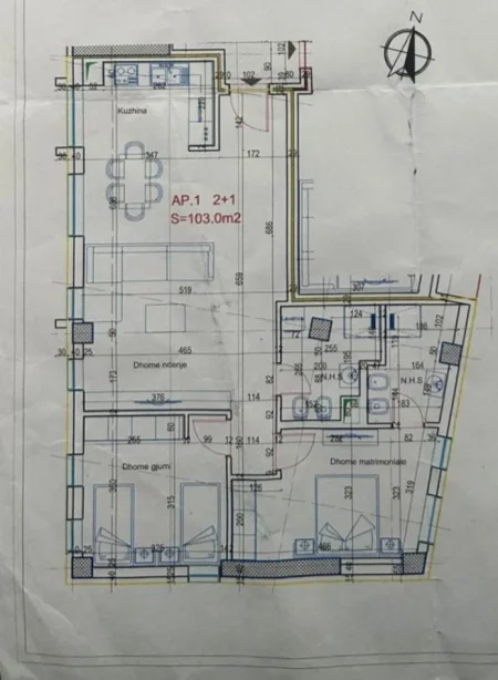 Tirane, shes apartament 2+1 Kati 6, 120 m² 198.000 € (ish tregu elektrik)