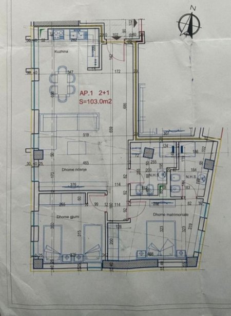 Tirane, shes apartament 2+1 Kati 6, 120 m² 198.000 € (ish tregu elektrik)