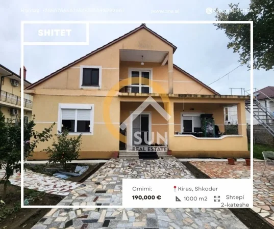 Shkoder, shitet Vile 2+1+Ballkon Kati 0, 1.000 m² 190.000 € (KIRAS, SHKODER)