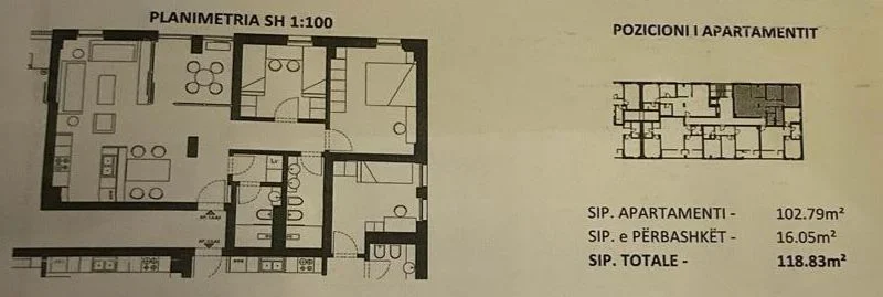 Tirane, shitet apartament 2+1 Kati 5, 128 m² 