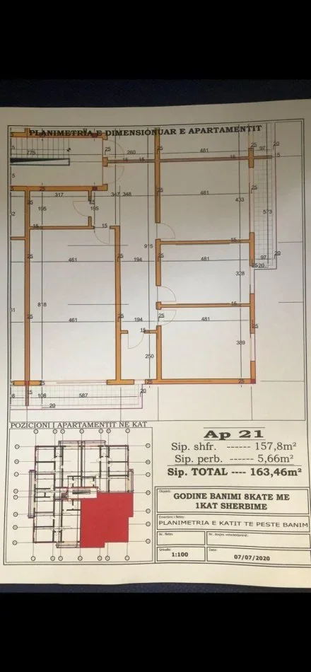 Tirane, shitet apartament 3+1+Ballkon Kati 5, 164 m² 265.000 € (KOMUNA E PARISIT)