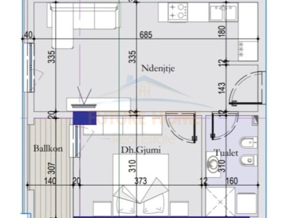 Tirane, shitet apartament 1+1 Kati 7, 60 m² 79.040 € (Dogana ,Tirana Entry)