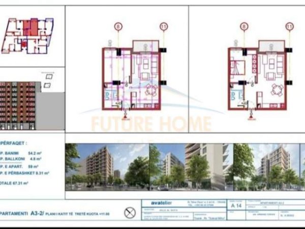Tirane, shitet apartament 1+1 Kati 3, 67 m² 63.500 Euro (Unaza e Re)