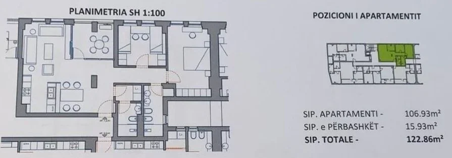Tirane, shitet apartament 2+1 Kati 2, 122 m² 172.000 € (Rruga dine hoxha)
