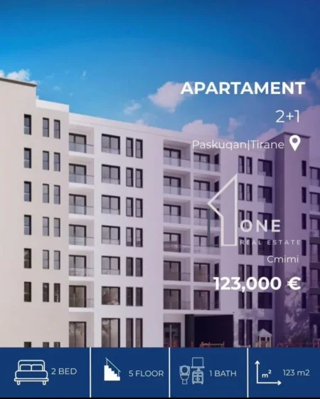 Tirane, shitet apartament 2+1 , 123 m² 123.000 € 