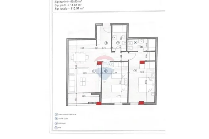 Tirane, shitet apartament 2+1+Ballkon , 111 m² 160.000 € 