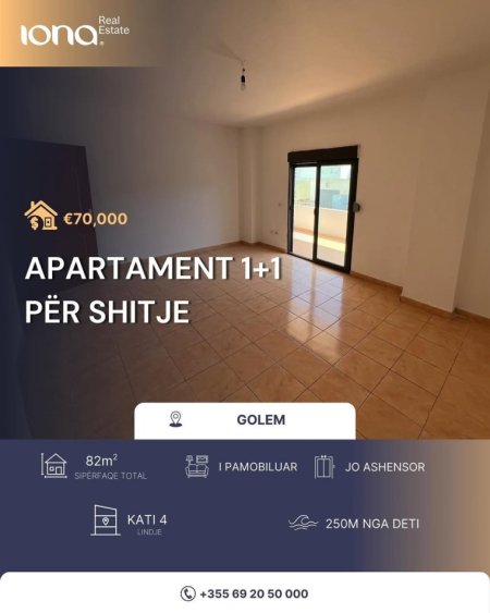 Golem, shitet apartament 1+1 Kati 4, 882 m² 70.000 € (250m Distanc Nga Deti)