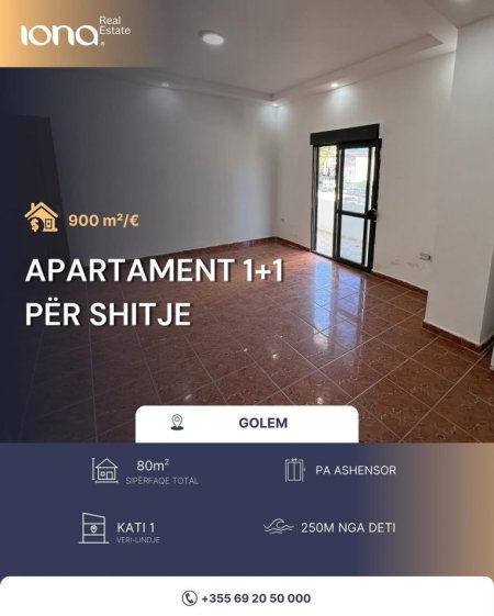 Golem, shes apartament 1+1 Kati 1, 80 m² (250m Distanc Nga Deti)