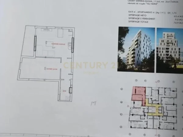 Tirane, jepet me qera ambjent biznesi Kati 4, 76 m² 400 € (Xhamlliku)