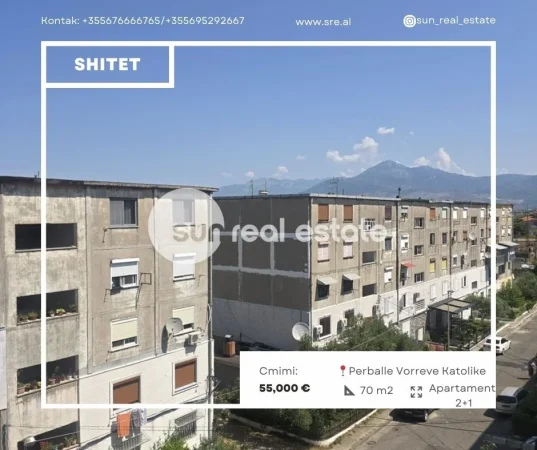 Shkoder, shitet apartament 2+1+Ballkon Kati 5, 70 m² 55.000 € (PERBALLE VORREVE KATOLIKE)