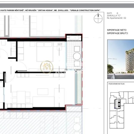 Tirane, shitet apartament 1+1 Kati 6, 78 m² 151.000 € (Laprak)