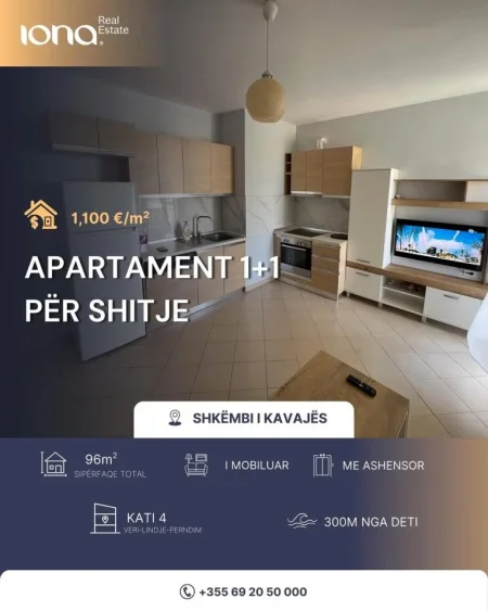 Shkembi Kavajes, shitet apartament 1+1 Kati 4, 96 m² (300m Distanc Nga Deti)