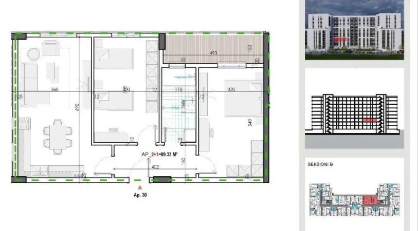 shes apartament 2+1 , 89 m² 75.920 € (kamez)