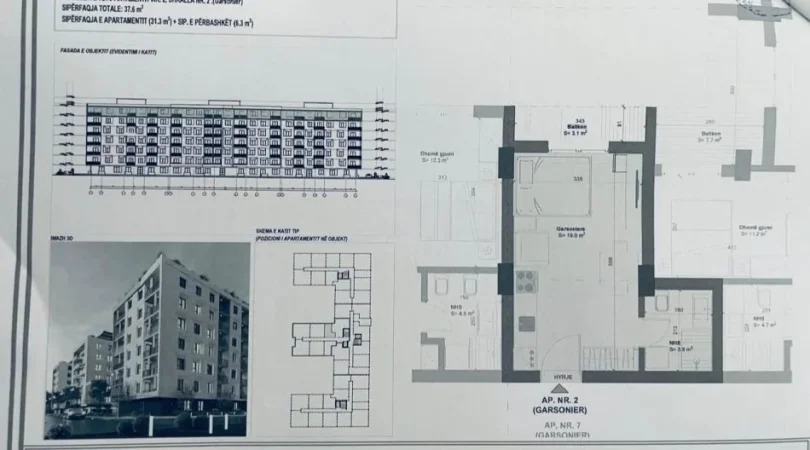 Durres, shitet garsonier Kati 6, 37 m² 55.000 € (DURRES)