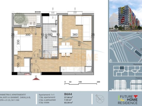 Tirane, shitet apartament 1+1+Ballkon Kati 6, 66 m² 115.000 € (Rezidenca Futurehome)