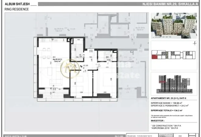 Tirane, shitet apartament 2+1 Kati 8, 130 m² 300.000 € (Zogu Zi)