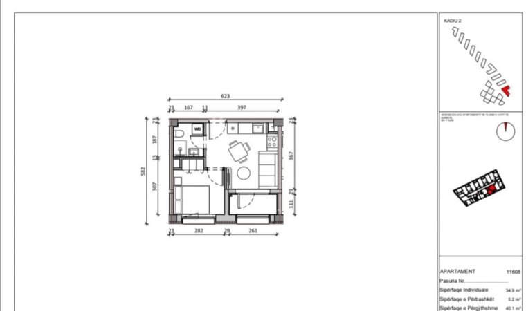 Tirane, shitet apartament 1+1 Kati 6, 40 m² 59.900 € (Pasho Hysa)