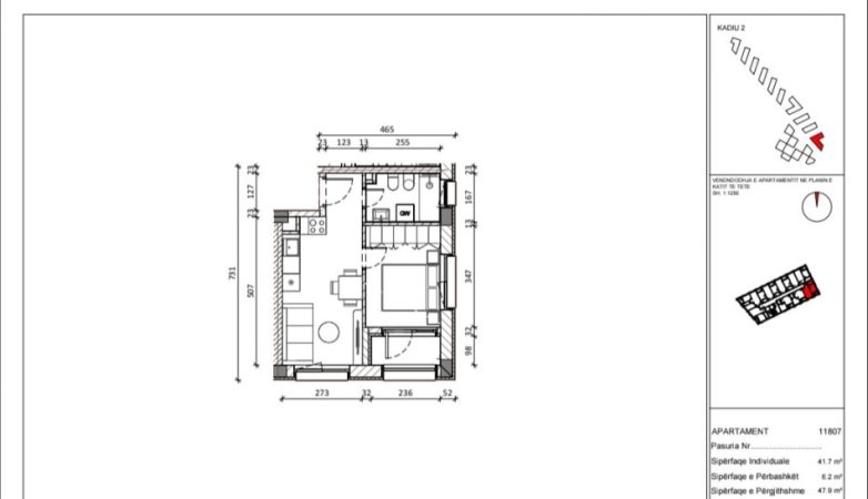 Tirane, shitet apartament 1+1 Kati 8, 48 m² 71.900 € (pasho hysa)