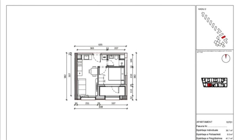 Tirane, shitet apartament 1+1 Kati 8, 42 m² 63.000 € (Pasho Hysa)