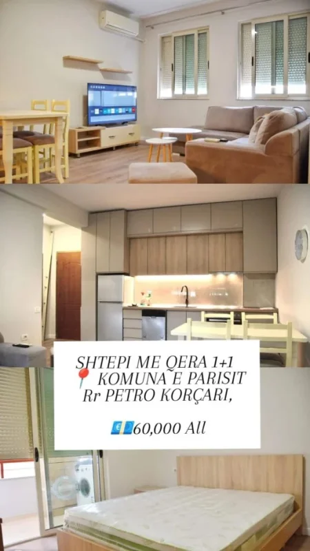Tirane, jepet me qera apartament 1+1 Kati 2, 600 € (vasil shanto)