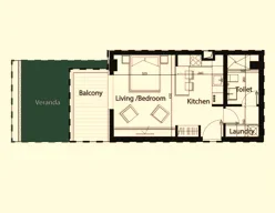 Dhermi - Palase, shes garsonier 1+1 Kati 1, 58 m² (Green Terrace Residence)