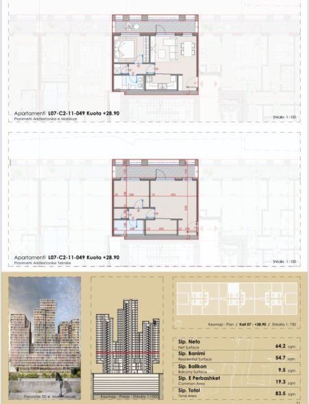 Tirane, shitet apartament 1+1+Aneks+Ballkon Kati 7, 83 m² 192.000 € (ZOGU I ZI)