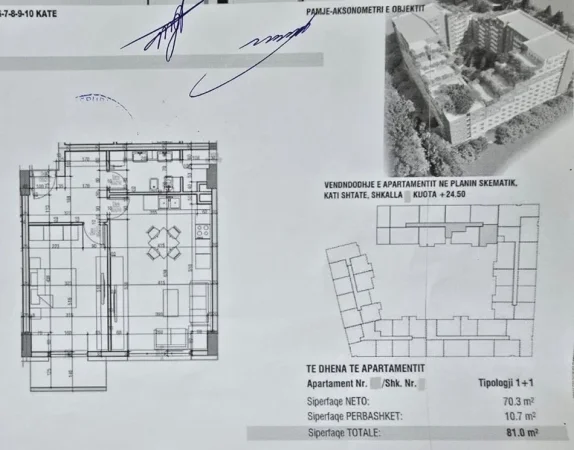 Tirane, shes apartament 1+1+Ballkon Kati 7, 81 m² 105.300 € (Astir Kompleksi Urban Gate)