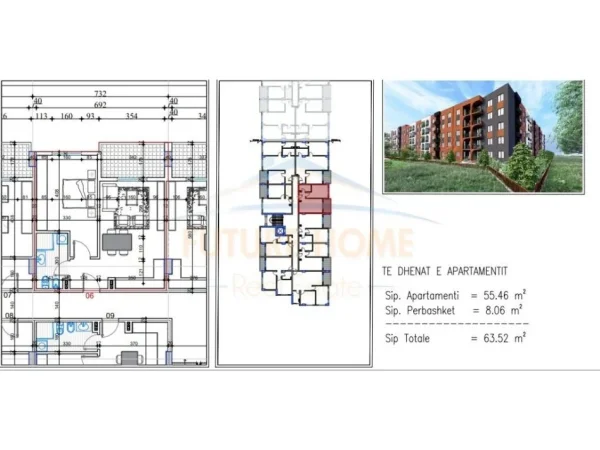 Tirane, shitet apartament 1+1+Ballkon Kati 4, 64 m² (Lake Side, Paskuqan, Tiranë)