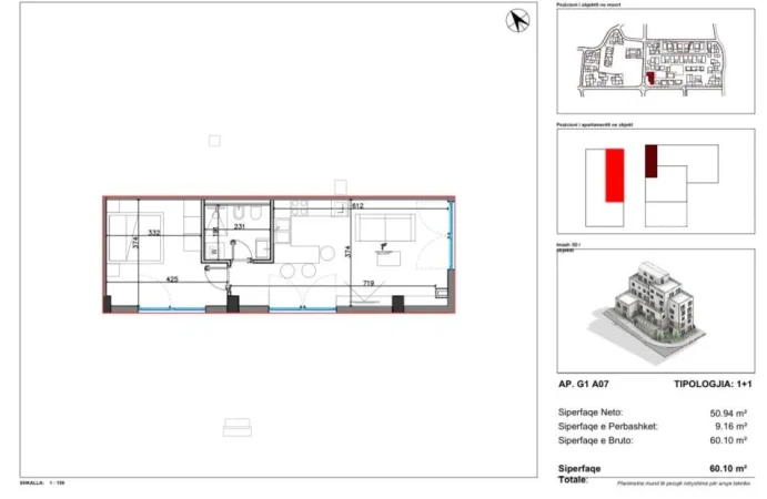 Himare, shitet apartament 1+1 Kati 2, 60 m² 180.000 € (DRIMADHES)