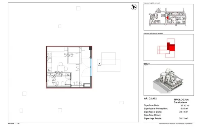 Himare, shitet garsonier 1+1 Kati 1, 38 m² 114.300 € (DRIMADHES)