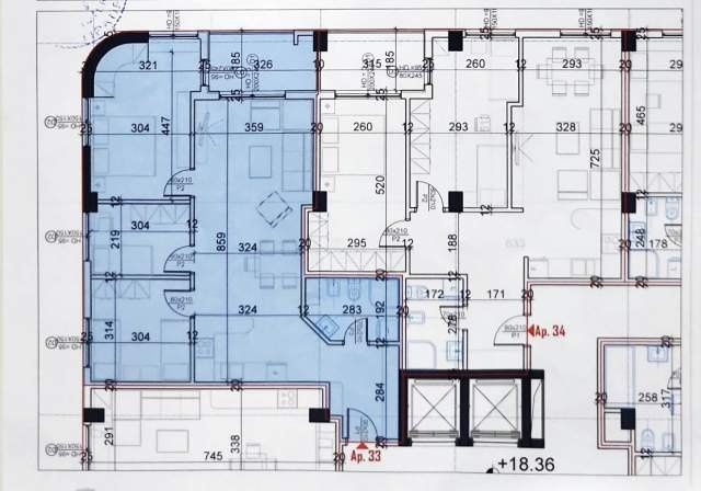 Tirane, shitet apartament 3+1+BLK Kati 7, 103 m² 110.000 Euro (Yzberisht)