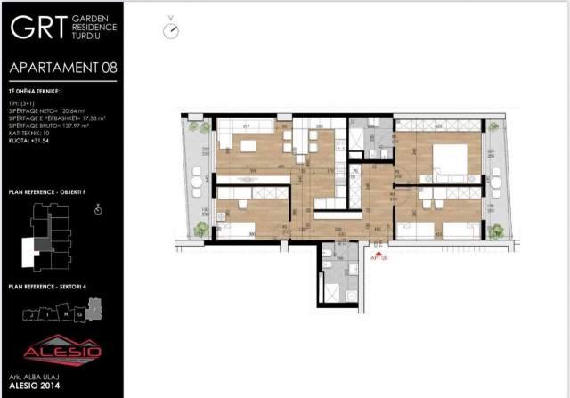 Tirane, shitet apartament 3+1+A+BLK Kati 10, 138 m² 165.564 Euro (Ish Fusha e Aviacionit)