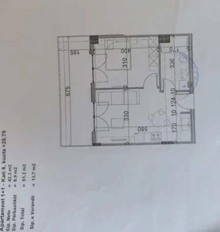 Tirane, shes apartament 1+1+Ballkon Kati 8, 64 m² 105.000 € (Viva Complex)