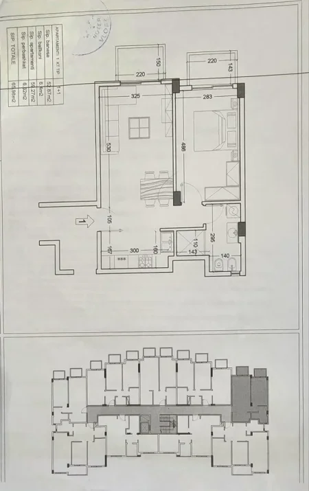 Vlore, shitet apartament 1+1+Ballkon Kati 3, 65 m² 95.000 € (VLORE)