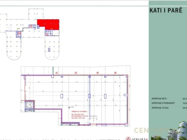 Tirane, jepet me qera ambjent biznesi Kati 1, 263 m² 4.700 € (Zogu Zi)