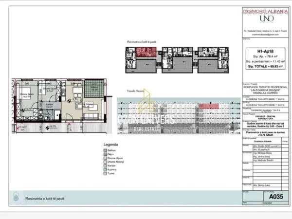 Durres, shitet apartament 2+1+Ballkon Kati 5, 90 m² 198.000 € (hamallaj)