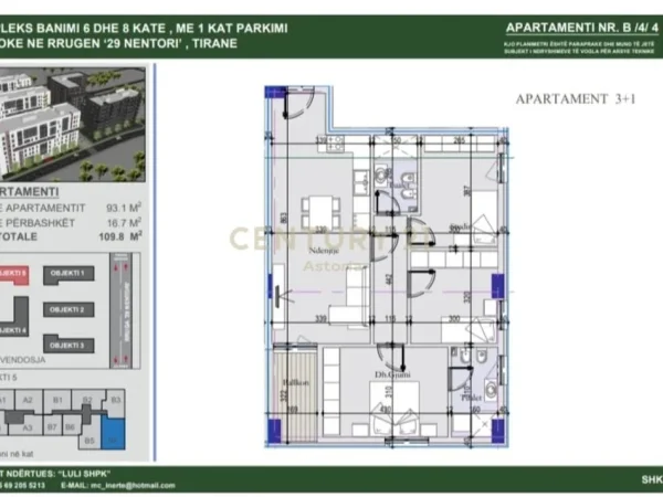 Tirane, shitet apartament 3+1 Kati 4, 110 m² 142.800 € (Ish Dogana)