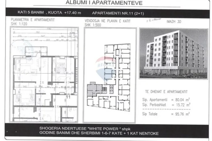 Tirane, shitet apartament 2+1+Ballkon , 96 m² 82.000 € 