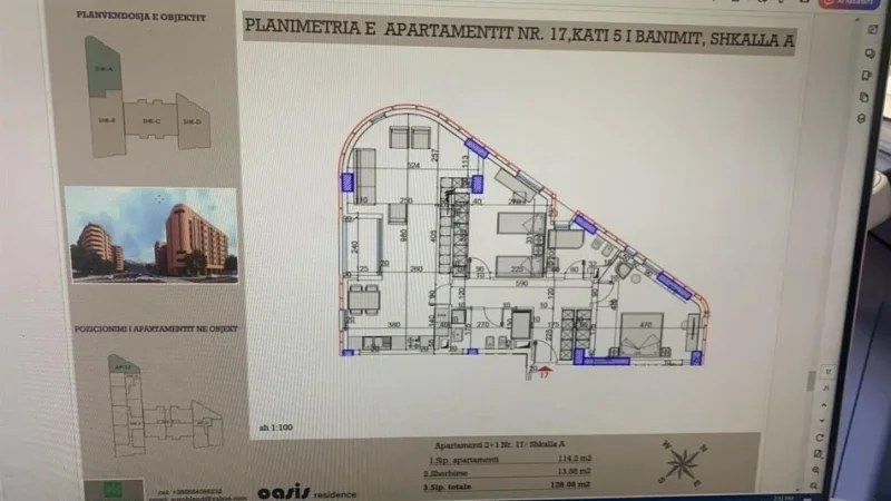 Tirane, shitet apartament 2+1 Kati 5, 128 m² 224.000 € (OASIS RESIDENCE)