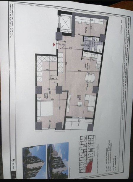 Tirane, shitet apartament 1+1 Kati 8, 119 m² 180.000 € (Dhimiter Frengu)