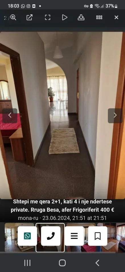 Jap me qera apartament 2+1+Aneks+Ballkon Kati 0+3, 47.000 leke, i diskutueshem ne baze te numrit te personave. (Rruga besa), apartamenti eshte fundit i nje ndertese private, 150m2. 2 dhoma gjumi, ambient gatimi dhe ngrenie, ambient ndejtje, 3 ballkone, tualet dhe para banje