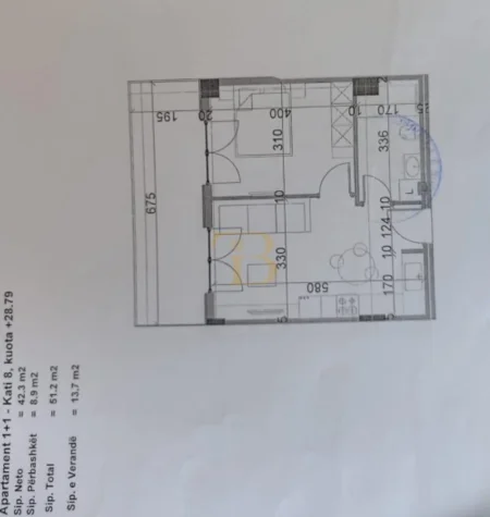 Tirane, shitet apartament 1+1 Kati 8, 64 m² 105.000 € 