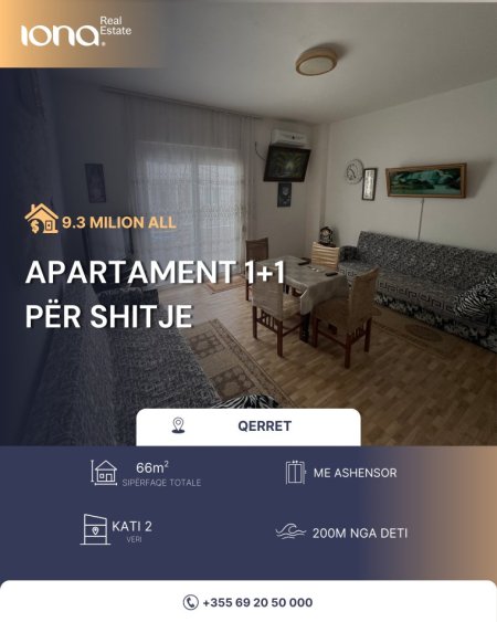 Qerret, shitet apartament 1+1 Kati 2, 66 m² 930.000 € 