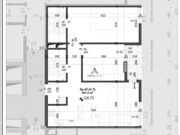 Tirane, shitet apartament 2+1+Ballkon Kati 8, 1.074 m² 168.360 € (RESIDENCA MEI’S GARDEN, FUSHA AVIACIONIT)
