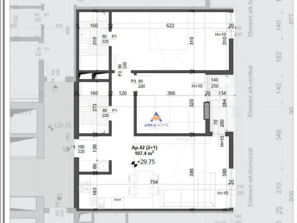 Tirane, shitet apartament 2+1+Ballkon Kati 8, 1.074 m² 168.360 € (RESIDENCA MEI’S GARDEN, FUSHA AVIACIONIT)