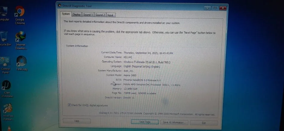 Delvine, shes Laptop Acer Aspire 3000