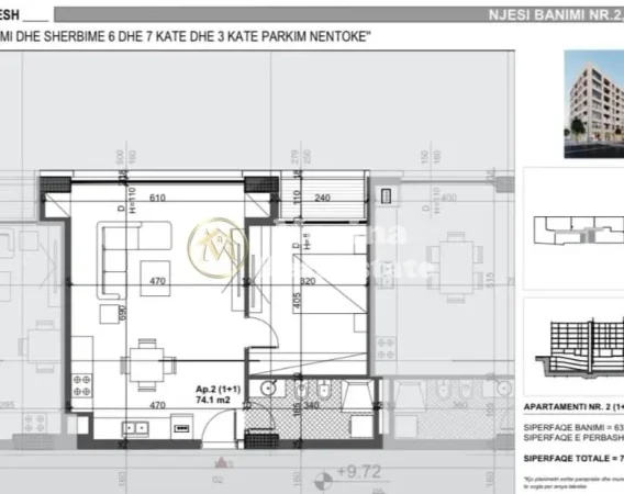 Tirane, shitet apartament 1+1 Kati 3, 76 m² 121.920 € (Bulevardi i Ri)