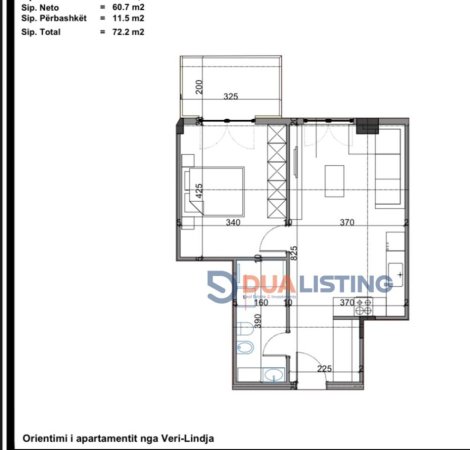 Tirane, shitet apartament 1+1+Ballkon Kati 4, 72 m² 119.130 €